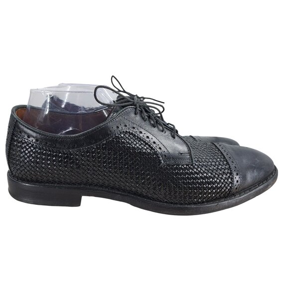 Allen Edmonds Shreveport Black Leather Lace Up Oxfords Size 9.5 Split Toe Woven - Picture 13 of 15